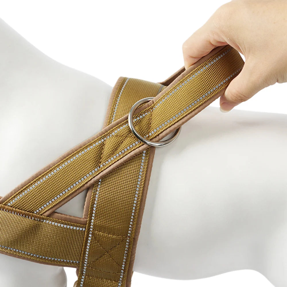 Harnais Anti-Traction Kaki WoofyControl™ – Confort, Sécurité et Maîtrise Sans Tirer